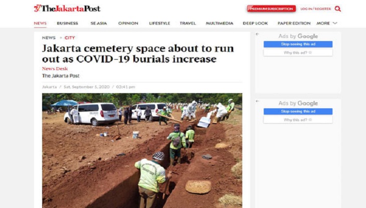 জাকার্তায় ফুরিয়ে আসছে কবর দেওয়ার স্থান
