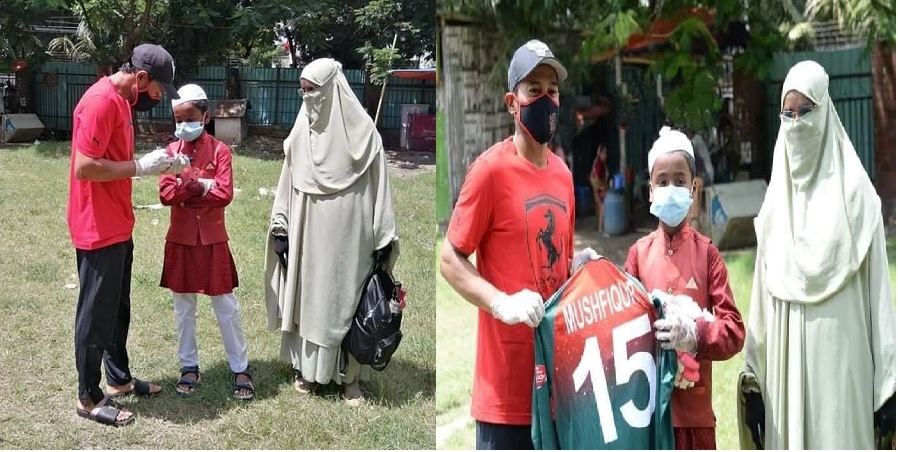 মা ও ইয়ামিনকে উদ্বুদ্ধ করতে মুশফিকের জার্সি-ব্যাট উপহার